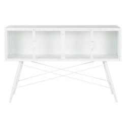 Meuble d'Appoint DKD Home Decor Blanc Métal Verre 120 x 35 x 80 cm