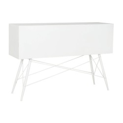 Meuble d'Appoint DKD Home Decor Blanc Métal Verre 120 x 35 x 80 cm