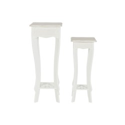 Jeu de 2 tables DKD Home Decor Blanc Marron Clair Bois MDF 30 x 30 x 76,5 cm