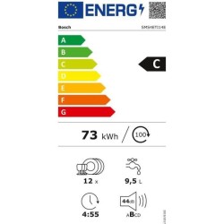 Lave-vaisselle pose libre BOSCH SMS4ETI14E SER4 - 12 couverts - Induction - L60cm - Home Connect - 44dB - Inox