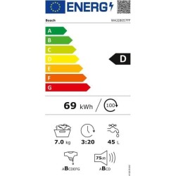 Lave-linge hublot BOSCH WAJ28057FF SER2 - 7 kg - Induction - L60cm - Classe énergie A+++ - 1400 trs/min - Blanc