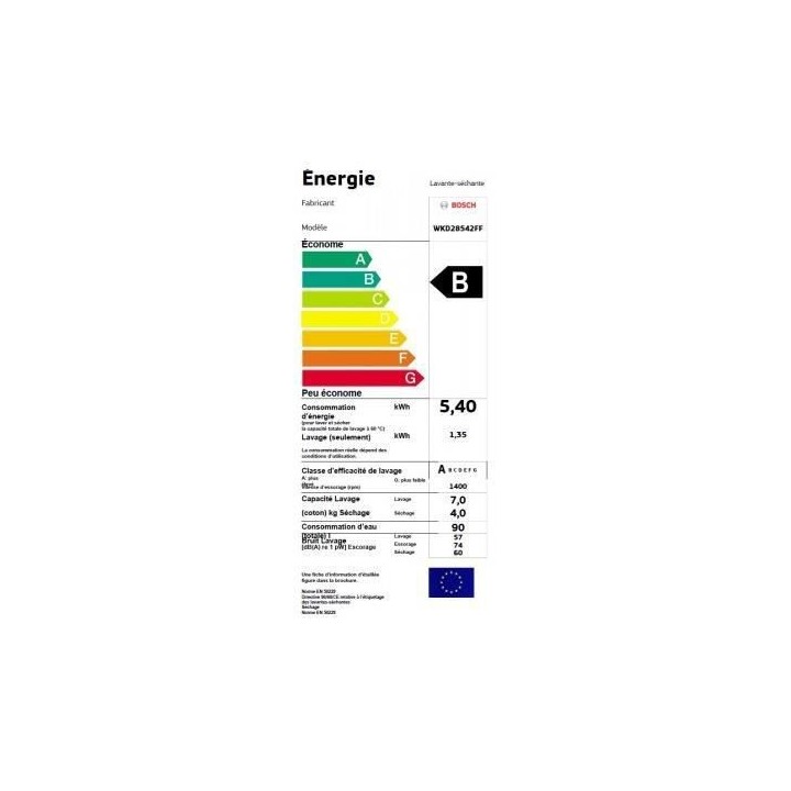 Lave-linge séchant intégrable BOSCH WKD28542FF SER6 - 7 / 4 kg - Ind