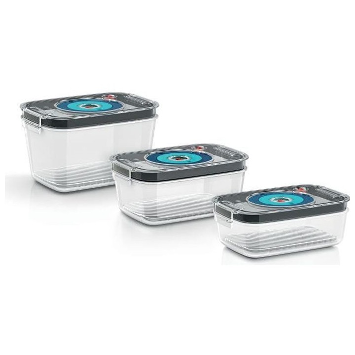 BOSCH - 3 boites de conservation sous vide hermétiques : 0,7L, 1,0L e
