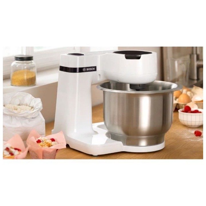 BOSCH Kitchen machine Serie 2 blanc -700W - Bol mélangeur inox 3,8 L