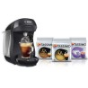 BOSCH machine Tassimo HAPPY (noire) + 3 packs de T-Discs offerts. Machine compacte automatique avec lecteur optique de codes bar