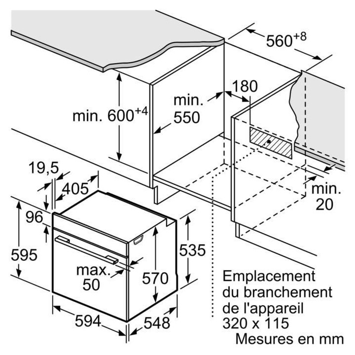 Four électrique encastrable air pulsé 3D+ - Nettoyage Ecoclean - BOS