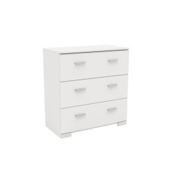 PARISOT Ensemble chambre lit 140x190 cm + 2 chevets + 1 commode - Blanc - BOSTON