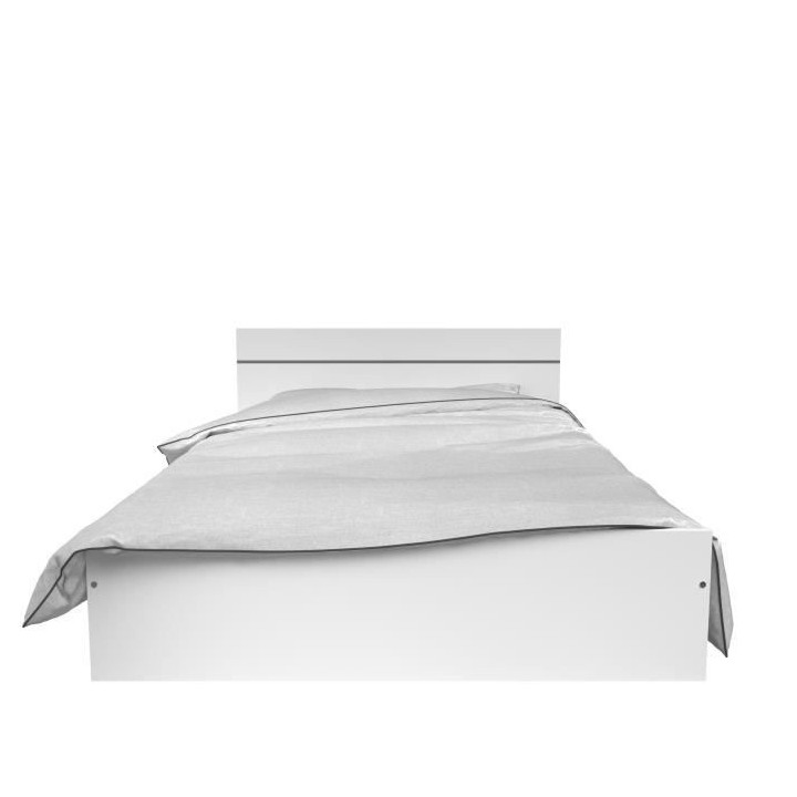 PARISOT Ensemble chambre lit 140x190 cm + 2 chevets + 1 commode - Blan