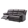 Canapé relax manuel - 3 places - TERRENCE - En microfibre grise - L 215 x P 169 x H 102 cm