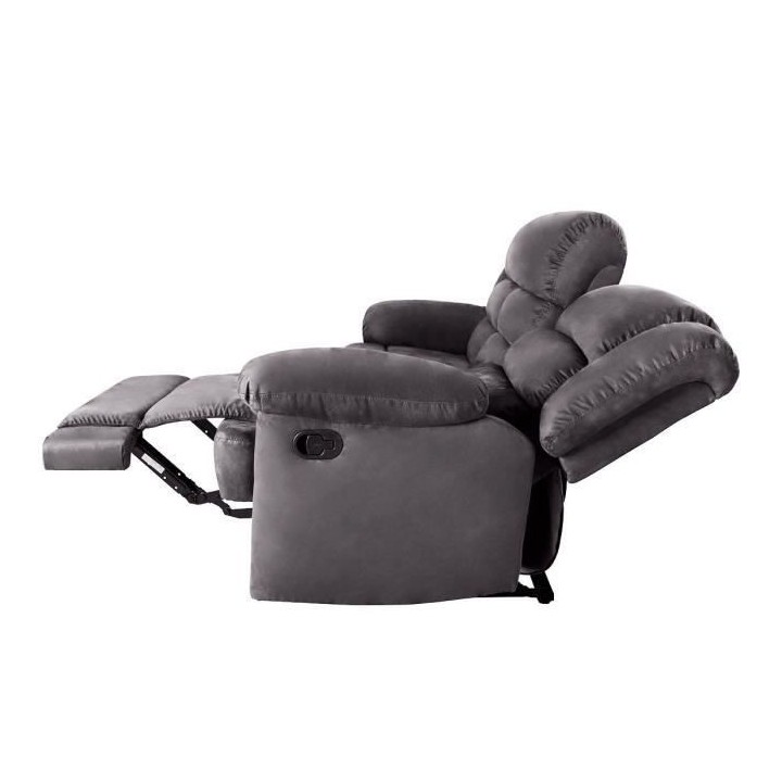 Canapé relax manuel - 3 places - TERRENCE - En microfibre grise - L 2