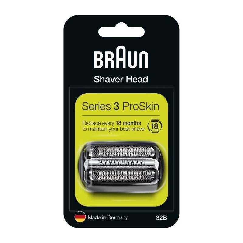 Braun Series 3 ProSkin Piece De Rechange Pour Rasoir Électrique Noire, Compatible avec les rasoirs Series 3, 32B