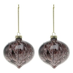 Boules de Noël (2 pcs) 112490 Marron Rouge 8 cm (2 Unités)