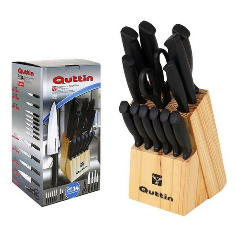 Jeu de couteaux avec support en bois Quttin Black (14 pcs)