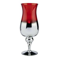 Bougeoir Rouge Verre Argent...