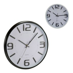 Horloge Murale Verre Noir Blanc Plastique 33 x 4 x 33 cm