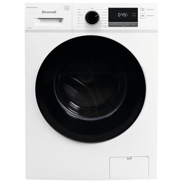 Lave-linge hublot BRANDT LLC124W - 12 kg - Induction - 1400 trs/min -