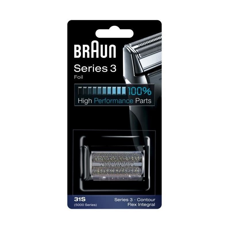 Braun Series 3 Piece De Rechange Pour Rasoir Électrique Argentée, Compatible avec les rasoirs Series 3, 31S