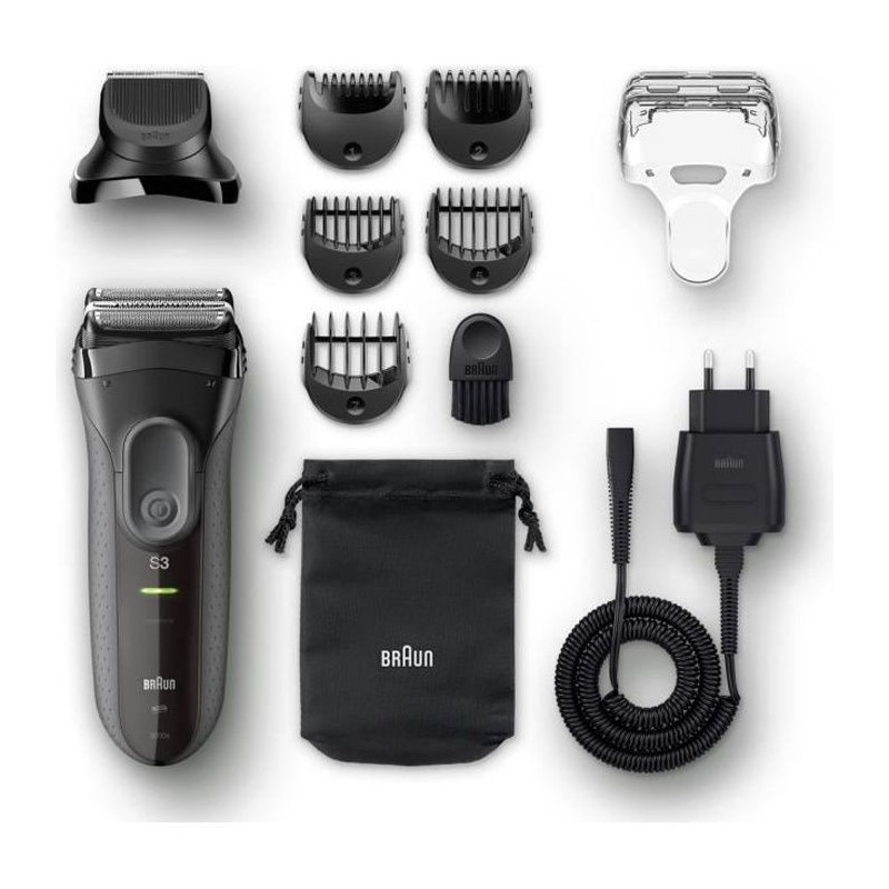 BRAUN SERIES 3 SHAVE&STYLE 3000BT Rasoir électrique avec tondeuse a barbe - Noir