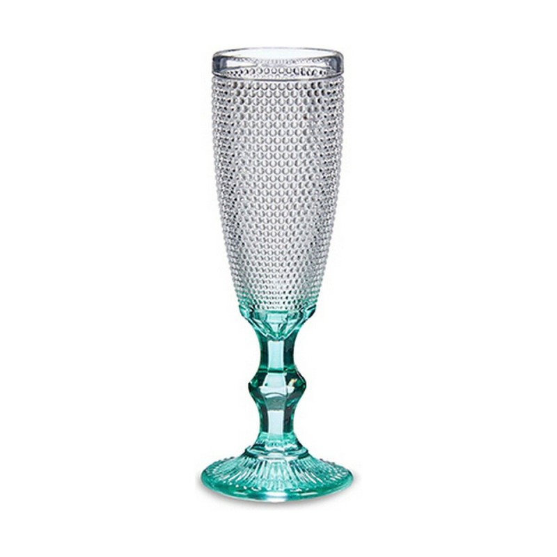 Coupe de champagne Turquoise Points Transparent verre 185 ml