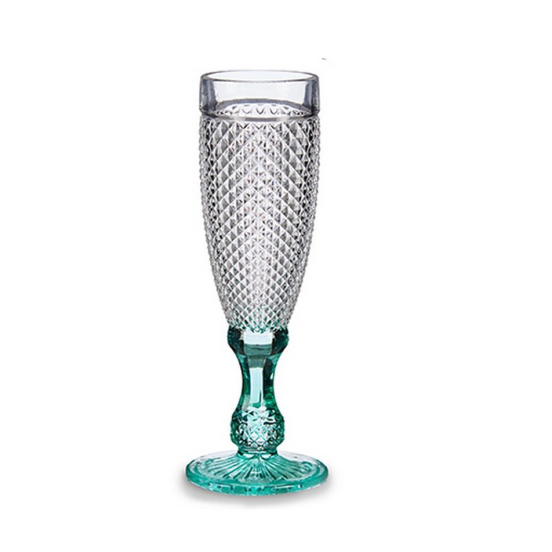 Coupe de champagne Diamant Transparent Turquoise verre 185 ml