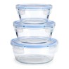 Ensemble de 3 Boîtes à Lunch Bleu Transparent verre 400 ml 580 ml