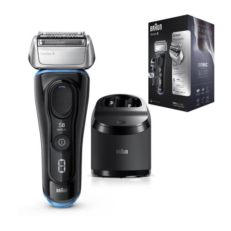 BRAUN Rasoir Électrique Series 8 8365cc - Barbe Homme - Station Clean&Charge