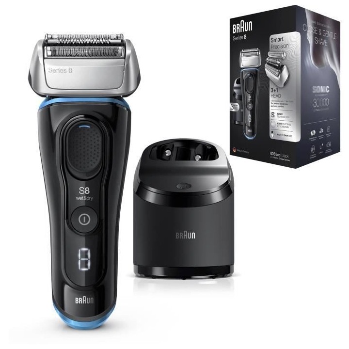 BRAUN Rasoir Électrique Series 8 8365cc - Barbe Homme - Station Clea