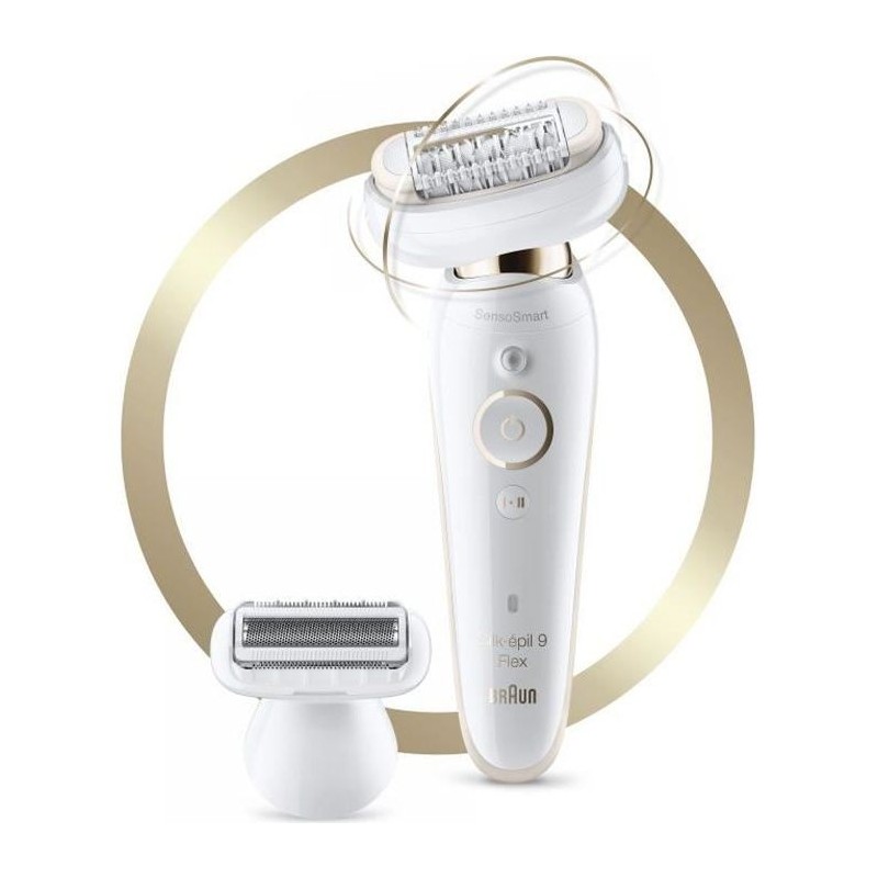 Braun Silk-épil 9 Épilateur Électrique Femme, Une Épilation Longue Durée, Blanc, Tete de Rasoir+Tondeuse, 9002 3D