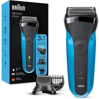 Braun Series 3 Shave & Style Rasoir Électrique Homme 3-En-1 Noir/Bleu