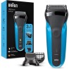 Braun Series 3 Shave & Style Rasoir Électrique Homme 3-En-1 Noir/Bleu, Équipé De La Technologie Wet & Dry Avec Tondeuse a Bar