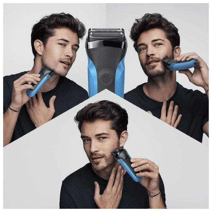 Braun Series 3 Shave & Style Rasoir Électrique Homme 3-En-1 Noir/Bleu