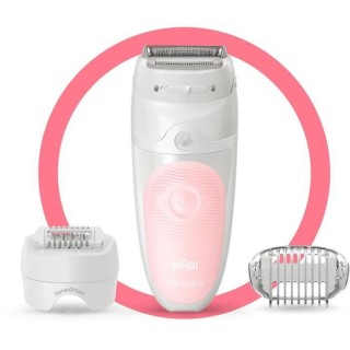 Braun Silk-épil 5 Épilateur Électrique Femme, Blanc/Rose, Tete De