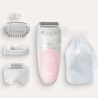 Braun Silk-épil 5 Épilateur Électrique Femme, Blanc/Rose, Tete De Rasage+Tondeuse, Épilation Douceur, Technologie Wet & Dry