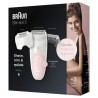 Braun Silk-épil 5 Épilateur Électrique Femme, Blanc/Rose, Tete De Rasage+Tondeuse, Épilation Douceur, Technologie Wet & Dry