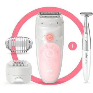 Braun Silk-épil 5 Épilateur Électrique Femme, Blanc/Rose, Avec Tet
