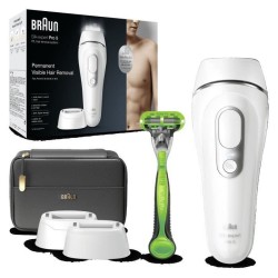 Braun Silk·expert Pro 5 PL5145 - IPL Pour Homme, Épilateur Lumiere Pulsée a Domicile, Blanc/Argent