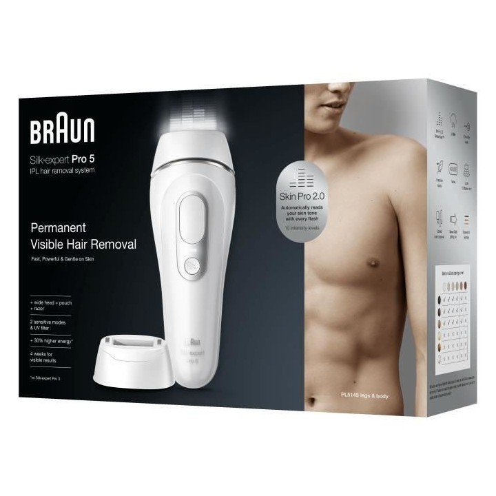 Braun Silk·expert Pro 5 PL5145 - IPL Pour Homme, Épilateur Lumiere