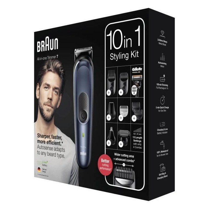 Braun 7 MGK7330, Tondeuse a Barbe 10-En-1 Pour Homme, Tondeuse Pour Vi