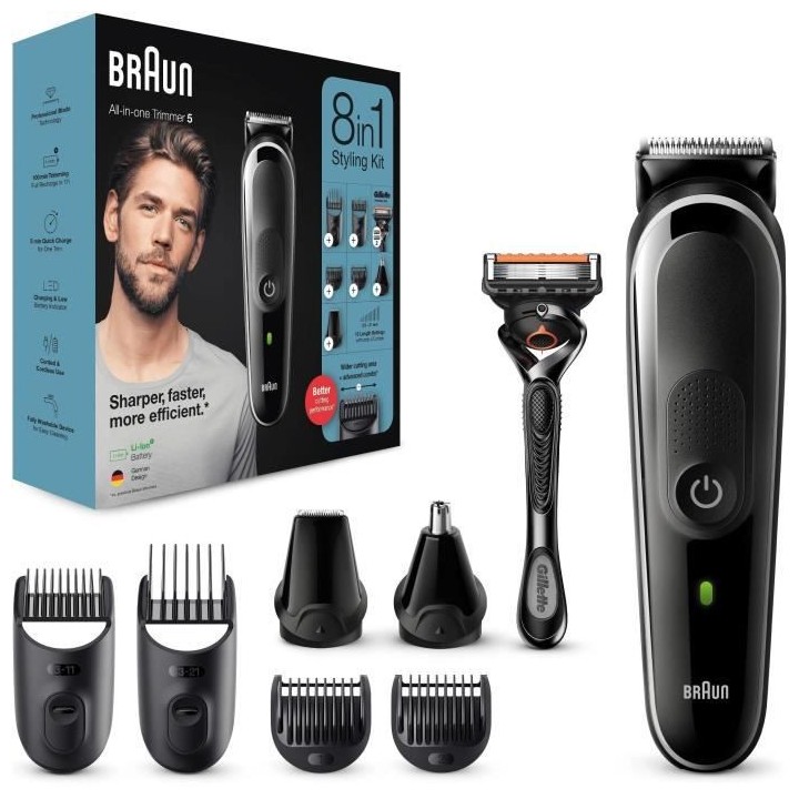 Braun 5 MGK5360, Tondeuse a Barbe 8-En-1 Pour Homme, Tondeuse Pour Vis