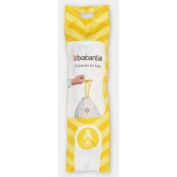 BRABANTIA 10 rouleaux de 20 sacs poubelle PerfectFit Code A 3L - Blanc