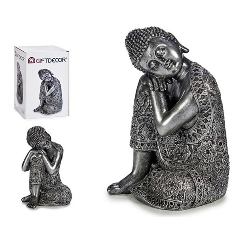 Figurine Décorative Buda Argent Résine (21,5 x 32,5 x 22,5 cm)