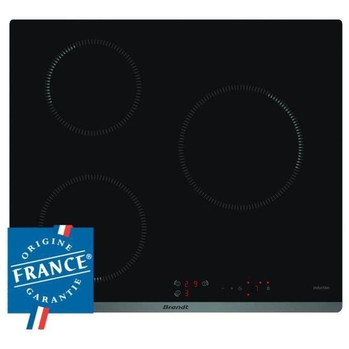 Table de cuisson induction BRANDT - 3 zones - 4600W - Revetement verre