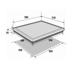 Table de cuisson induction BRANDT - 3 zones - 4600W - Revetement verre - Noir - L58 x P51 cm - BPI6310B