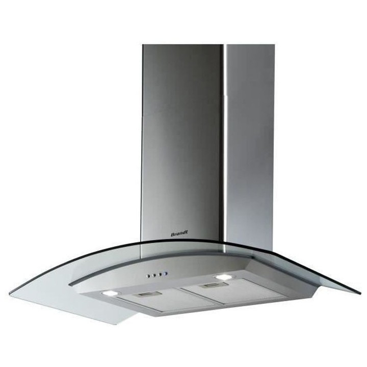 Hotte décor murale BRANDT AD1070X - Larg 90 cm - Inox - Evacuation /