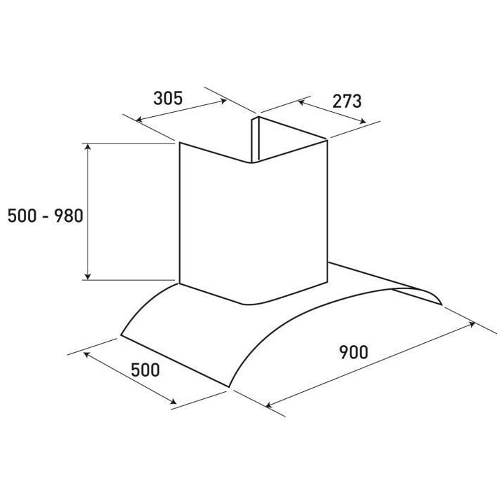 Hotte décor murale BRANDT AD1070X - Larg 90 cm - Inox - Evacuation /