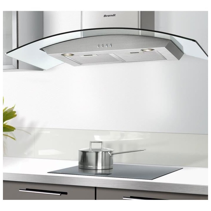 Hotte décor murale BRANDT AD1070X - Larg 90 cm - Inox - Evacuation /