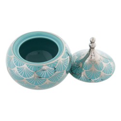 Boîte à bijoux DKD Home Decor Porcelaine Turquoise 14 x 14 x 17 cm