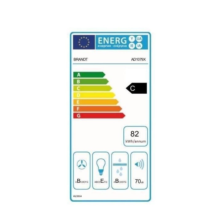 Hotte ilot BRANDT AD1079X L 47,9 cm - Inox - Recyclage - Débit d'air