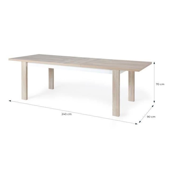 Table extensible OLERON - 8/10 personnes - Décor chene - Made in Fran