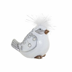 Figurine Décorative DKD Home Decor Blanc Argenté Résine Oiseau Romantique 15 x 9 x 12 cm